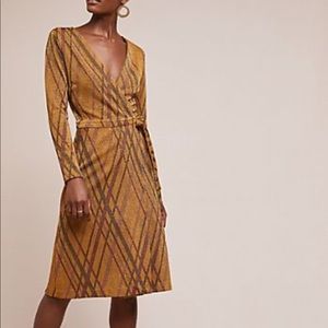 Gold Plaid Wrap Dress